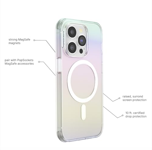 Image of PopSockets iPhone 14 Pro Max Case with MagSafe, Phone Case for iPhone 14 Pro Max, Grip Sold Separately, Wireless Charging Compatible, Cute Shimmer