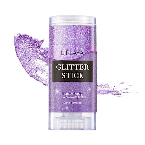 Mysense Purple Body Glitter Stick, Singer Concerts Face Glitter Gel, Holographic Mermaid Sequins Chunky Glitter, Music Festival Rave Hair Accessories Glitter Makeup For Women, 0.56Oz #TOP7