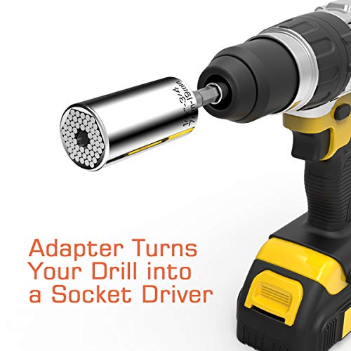 Universal Socket, Self-Adjusting Socket Fits Standard 1/4'' - 3/4'' Metric 7Mm-19Mm, Adapter Socket For Wrench Ratchet & Power Drill, Tools Gifts For Men Him Husband Dad Father Diy Handyman Women #TOP1