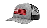 Georgia Football Team Colors American Flag Embroidered Football Team Flag Mesh Back Trucker Hat, Heather Grey/Black
