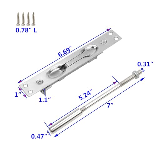  LC LICTOP Fire-Rated Swinging Hollow Metal Doors Brushed Stainless Steel Lever Extension Flush Bolt 6.7 INCH 2Set
| LC 