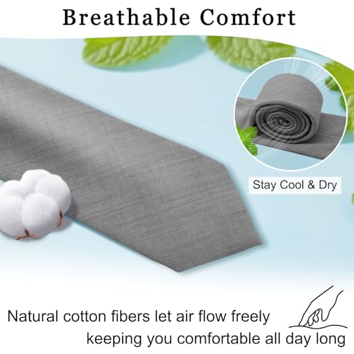 Image of Cotton Ties for Men Solid Color Skinny Tie Mens Necktie for Wedding Graduation Formal Dinner