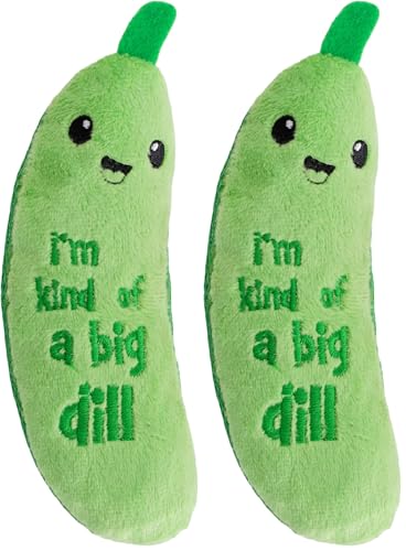 Image of Catstages Crunchy Pickle Kicker Cat Toy - Plush Crinkle Toy with Catnip and Dental Mesh, 6.5 inch (Pack of 2)
