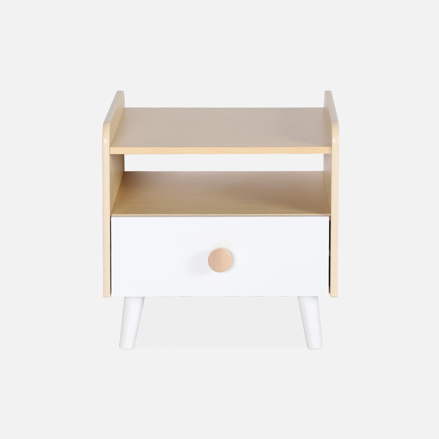 sweeek - Table de Chevet Enfant Effet Bois. Blanc. 1 tiroir