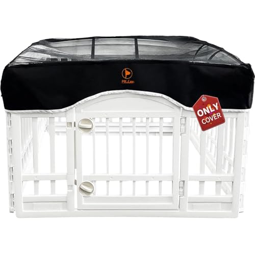 Image of PJYuCien Playpen Top Cover for 36'' Width 4 Panel Pen, Black | More Peace of Mind, More Safe, and Reduce Mess, Suitable for Puppy, Duck, and Other Small Animals,Adhesive Tape Connect