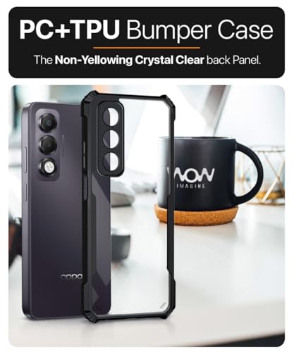 Image of WOW IMAGINE Shock Proof Clear Protective Back Case for Oppo K13x 5G - AirEDGE Technology | 360 Degree Camera Protection | Transparent Hybrid Back Case Mobile Cover - Black
