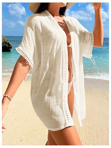 Milumia Women's Swimsuit Coverup Short Sleeve Open Front Kimono Swim Cover Up Beachwear4