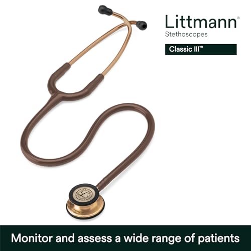 Image of 3M Littmann Classic III Monitoring Stethoscope, 5809, More Than 2X as Loud, Weighs Less, Stainless Steel Copper-Finish Chestpiece, 27 inch Chocolate Tube, Copper Stem and Headset
