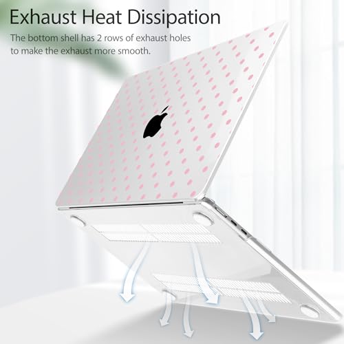 Image of Tuiklol for MacBook Air 13 inch Case M5 2026 M4 2025 M3 2024 M2 2022 Release Model A3449 A3240 A3113 A2681,Plastic Hard Shell Cover for MacBook Air 13.6 with Touch ID, Spot-Pink