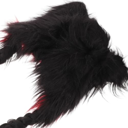 Bonnet chat noir et rouge en peluche douce de qualité supérieure