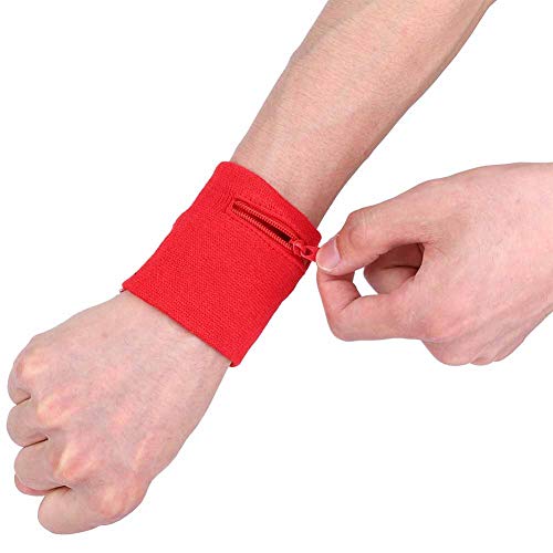 Handgelenk Beutel, Fitness Schweißband mit Reißverschluss Mini Wristband Handgelenktasche Armband Geldbörse mit Tasche, für Damen Herren Laufen Wandern Joggen (Rot) Handgelenk Beutel, Fitness Schweißband mit Reißverschluss Mini Wristband Handgelenktasche Armband Geldbörse mit Tasche, für Damen Herren Laufen Wandern Joggen (Rot)