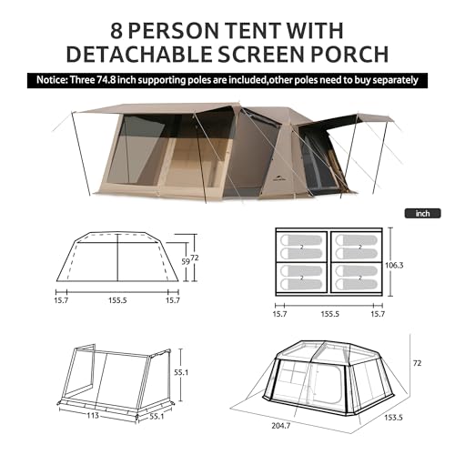 Carpa Naturehike para 8 personas con porch y footprint miniatura 2