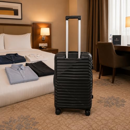 Image of 3G VACANZA Trolley Bags, Hard Case Polypropylene, 360º Wheeling Luggage for Men & Women, Suitcase for Travel, Trolley Bags for Travel, Set of 2 Black