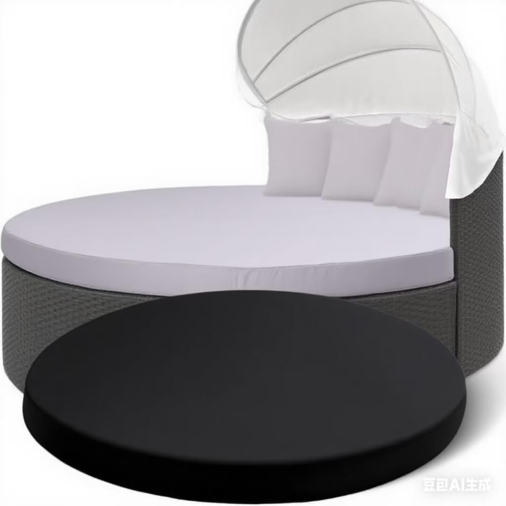 Round Cushion Cover 66" for Outdoor Lounge Furniture – Waterproof UVResistant Replacement Cover for Cushions – Durable Stylish Easy to Clean – Black