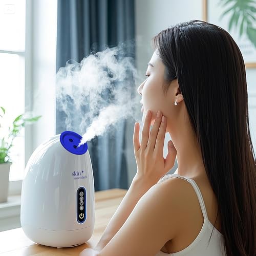 Image of Nano Ionic Facial Steamer by Skin Essentials - 4 Steam Settings : Hot, Cold, Warm & Skin Beauty Steam - LED Display, Blackhead Remover, Deep Pore Cleansing, Hydrating Glow, Anti-Aging Skincare - Home Spa for All Skin Types -1-Year Warranty.