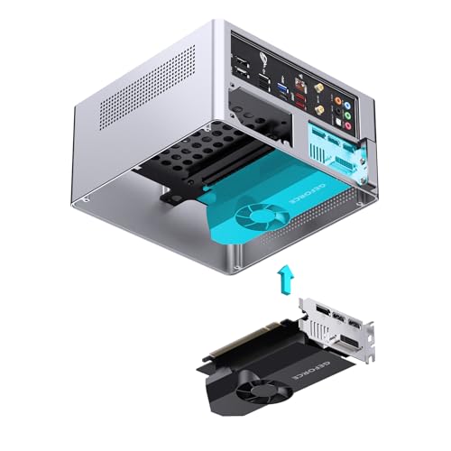 Image of JONSBO NV10 Silver MINI ITX PC Case, Aluminum Alloy with Walnut Trim Desktop Case, Compatible with 1U Flex PSU, Low-Profile GPU,Compact &Portable 4.5L Case,with a PCI-E 4.0 Extended Cable, Silver