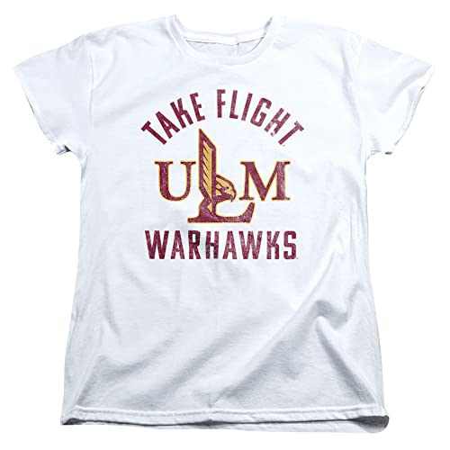 University of Louisiana Monroe Official Warhawks Logo Women's T Shirt, White, X-Large