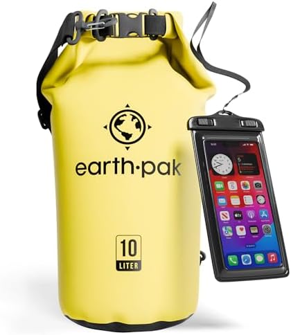 Earth Pak Waterproof Dry Bag - Roll Top Waterproof Backpack Sack Keeps Gear Dry for Kayak with Waterproof Phone Case