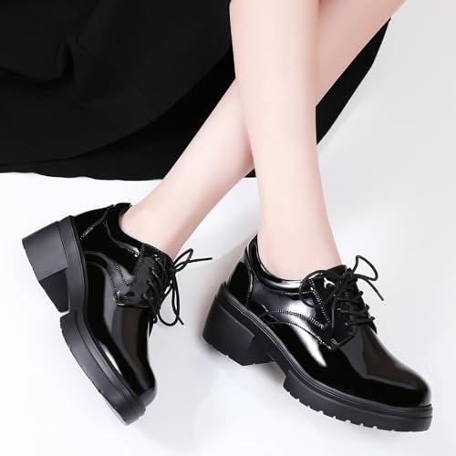 Platform Oxfords for Women Chunky Oxford Heels Women's Pumps Lace Up Shoes Office Work Ladies Casual Business Dress Shoes - Image 5