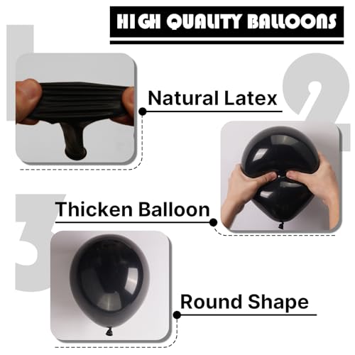 Image of PartyWoo Black Balloons 100pcs 5 Inch Black Matte Latex Helium Balloons for Birthday Wedding Anniversary Graduation Bachelorette Engagement Bridal Shower Retirement Party Decorations Black-Y18