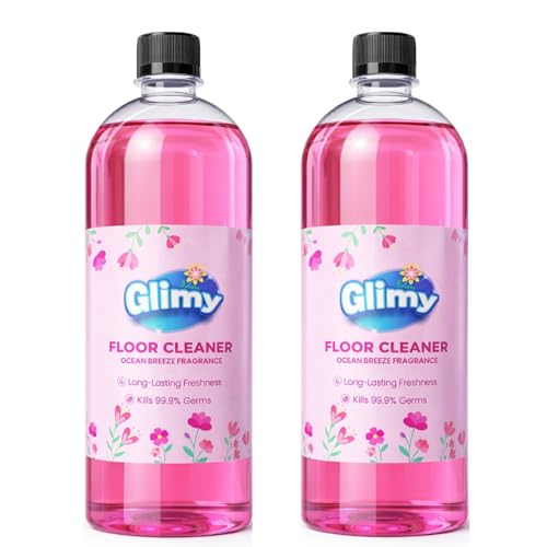 Image of GLIMY Floor Cleaner Liquid - Pack of 2 x 900ml | Disinfectant | Kills 99.9% Germs | Fast-Dry, No Residue | Ocean Breeze Fragrance | For Tiles, Marble, Granite & Bathroom | Safe for Kids & Pets