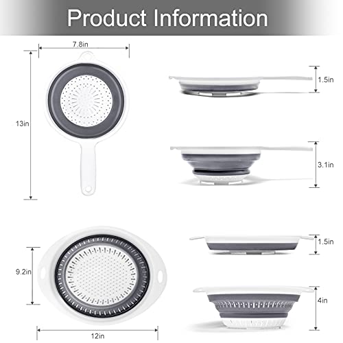 Silicone Colander Collapsible Colanders And Strainers - 2 Quart Pasta Food Strainer Kitchen Strainer With Handle #TOP2