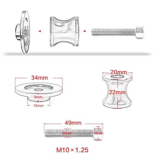 Motorrad M10 X 1,25 Rahmenstützen Schrauben Schieber Schwingenspulen Schieberschutz für Vulcan S 2015+ Vulcan S Tourer Performance SE Cafe Light Tourer Sport Vulcan S 650 2015–2023 (schwarz)