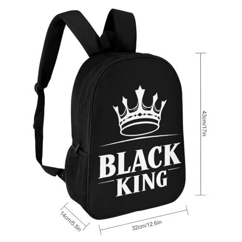 Black King Travel Backpack 17 Inch Casual Daypack Shoulder Bag with Adjustable Shoulder Straps2