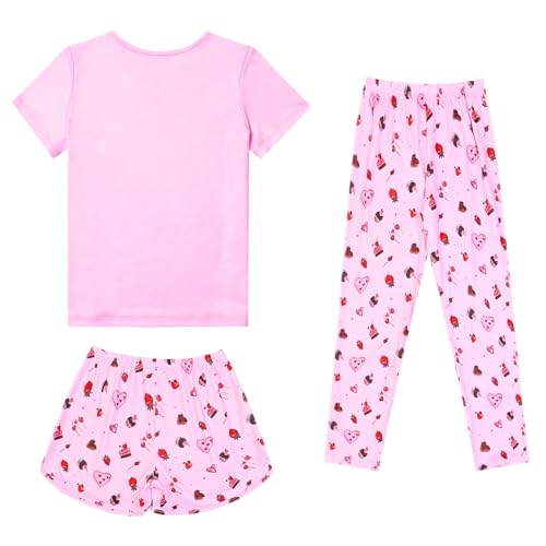 Image of Mirawise Girls 3 Pc Pajamas Sleepwear Cotton Pjs Clothes Set 4-13 Years