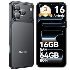 Blackview Wave 7C Sim-free & Unlocked Mobile Phones, 32MP Smart Phones,16GB+64GB Android 16 Phone, Phone Android, 6.56" Cheap Android Phone, Face Unlock, WIFI 5G/GPS/IP54/3.5mm/3 Year Warranty, Black