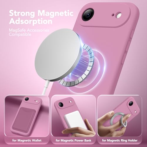 Image of Magnetic for iPhone Air Case, Compatible with MagSafe, [Full Camera Protection][Screen Protector] Silicone Shockproof Protective Phone Case for iPhone 17 Air 6.5 inch, Blackcurrant