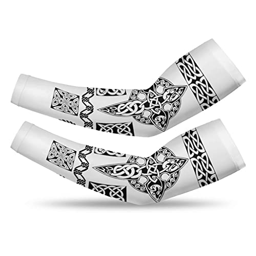 Manches de bras de compression motif runes vikings avec protection UV été