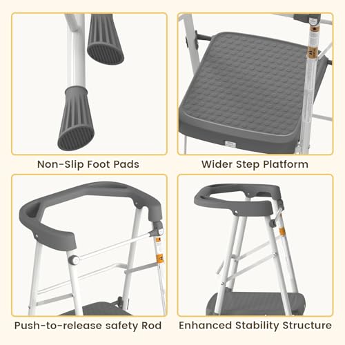 image for HBTower Kids 2 Steps Step Stool, Toddler Tower for Kitchen Counter Lea