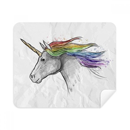 Chiffon de nettoyage écran et téléphone anti trace motif licorne aquarelle