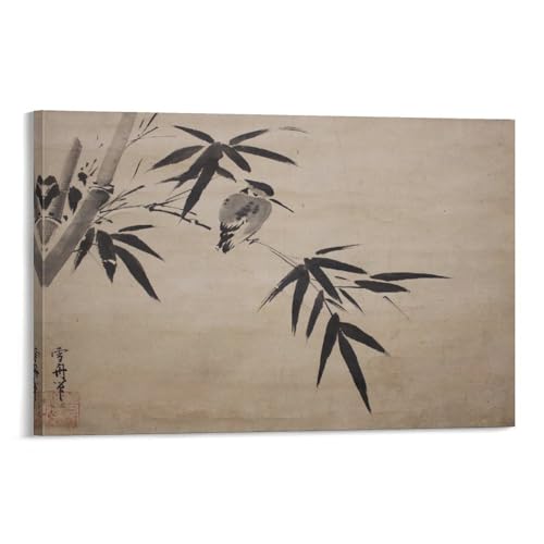 Poisson rouge et bambou par Sesshu Décoration murale asiatique