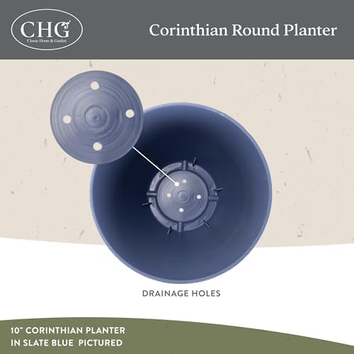 Classic Home and Garden 9413D-060 Corinthian Round Planter, 13", Cast Concrete - 2