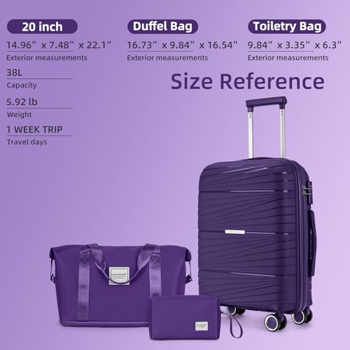 Image of LARVENDER Carry On Luggage 22x14x9 Airline Approved, Suitcases with Wheels