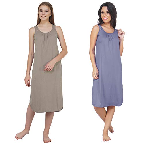 Image of BLAZON Women's Cotton Hosiery Solid Maxi Nighty Slip (Pack of 2) Available Sizes: S, M, L, XL, 2XL, 3XL, 4XL, 5XL