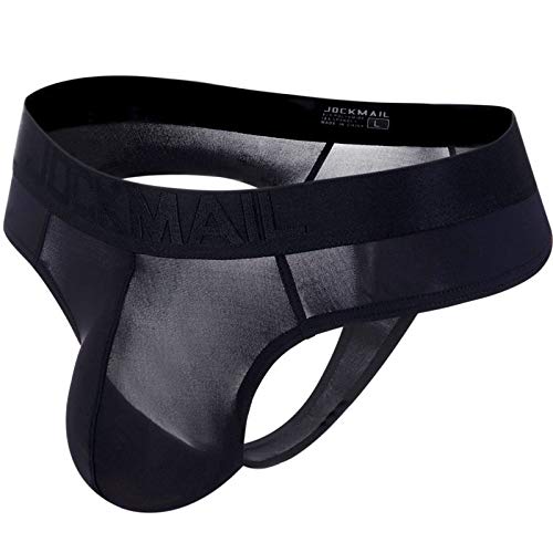 JOCKMAIL Men's Thong Underwear Sexy Jockstraps for Men Nylon Blend Ice Silk Underwear 2 Pack2
