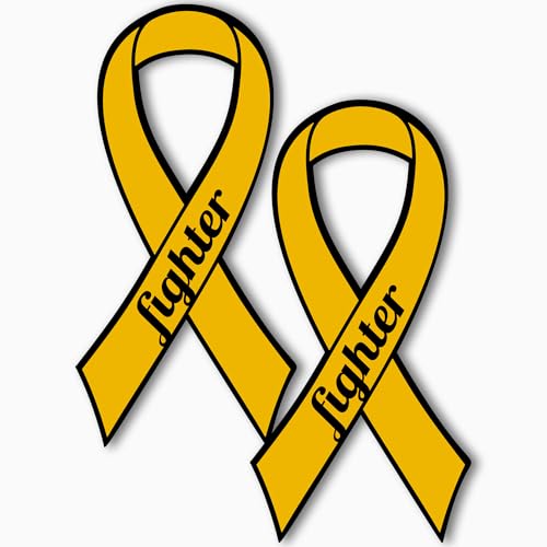 Image of Magnet Me Up Support Childhood Cancer Fighter Gold Ribbon Magnet Decal, 3.5x7 Inches, 2 Pack Automotive Magnet for Car Truck SUV, Any Magnetic Surface, Gift of Empathy, Encourage Crafted in USA