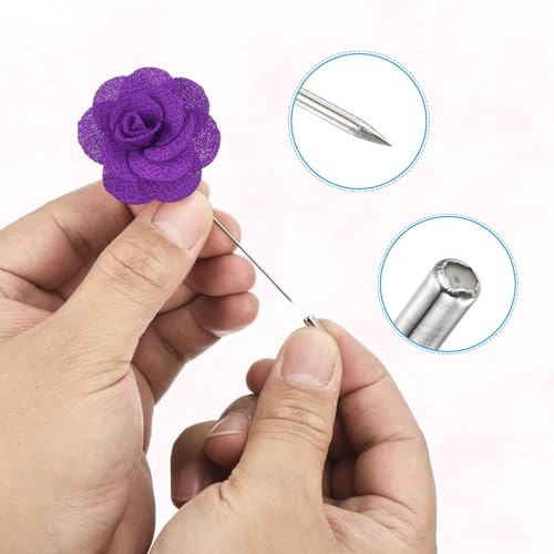Image of PATIKIL Flower Boutonnieres Pin, Handmade Camellia Lapel Pin for Men Women Suit Wedding Graduation Anniversary Brooch Outfit Accessories