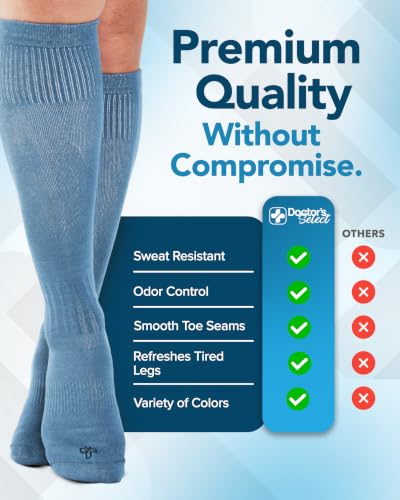 Image of Doctor's Select Bamboo Viscose Light Compression Socks for Women & Men - 3 Pairs, 8-15 mmHg Compression Socks, Knee High