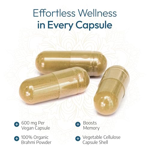 Ayurvediq Organic Brahmi Capsules x60 Vegan Capsules - 600mg Bacopa Monnieri Capsules High Strength Stress, Anxiety & Memory Support Supplements - Health and Wellbeing Supplements, Ayurveda Products - Image 8