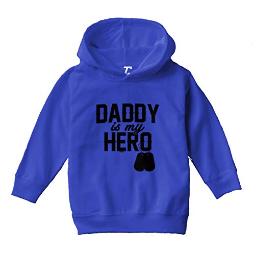 Daddy is My Hero - Military Dog Tags Toddler/Youth Fleece Hoodie (Royal Blue, 4T (Toddler))
