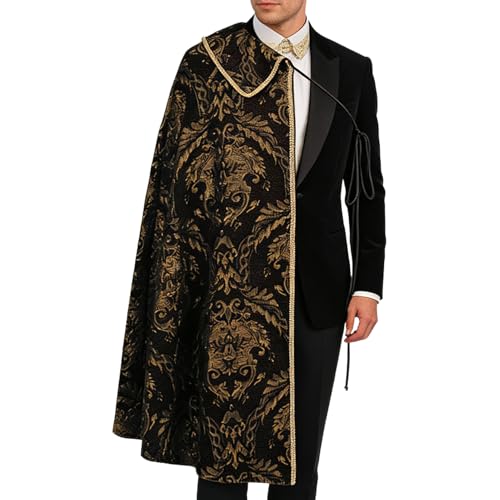 Cape médiévale pour homme avec motif brocart élégant pour cosplay et théâtre