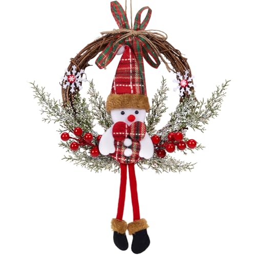 Weihnachten Deko Türkranz, 35cm Weihnachtskranz Elch Rentier Puppe...