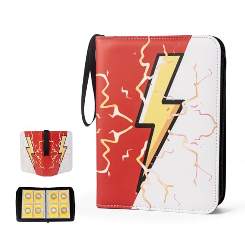 Trading Card Binder Album, 400 Pockets, 50 Removable 4-Pocket Pages, Waterproof (Red & White)