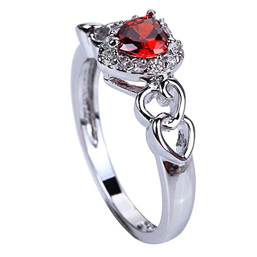 925 Sterling Silver Plated Heart Shaped Simulated Pink Topaz Halo Engagement Ring for Women2