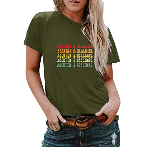 T-shirt con slogan e stampe in lettere inglesi che proteggono i diritti di aborto delle donne