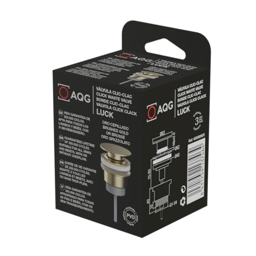 AQG - Universal Klick-Klack-Ablaufventil für Waschbecken - Flacher Stopfen - Kompatibel mit und ohne Überlauf - Elegantes Design und Hohe Haltbarkeit (Gebürstetes Gold)